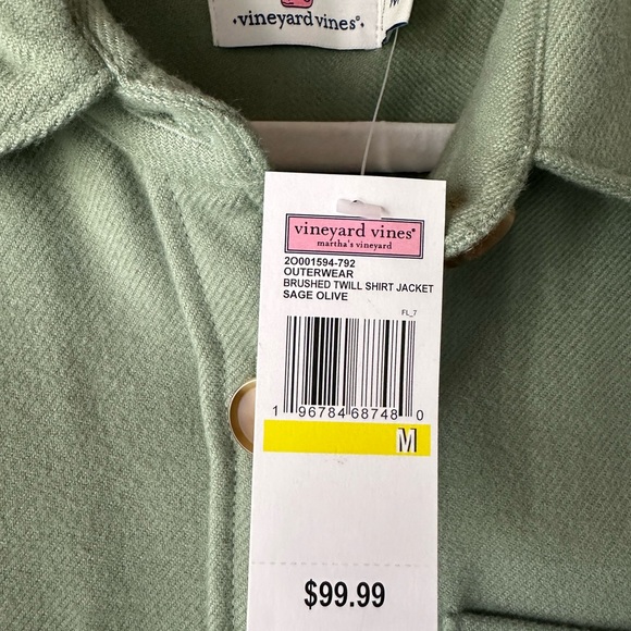 NWT Vineyard Vines Outerwear - Brushed Twill Shirt Jacket in Sage Olive - Picture 4 of 5